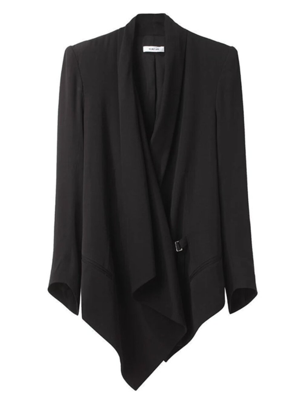 Helmut Lang Asymmetrical Tie-Front Draped Blazer Black Sz 0